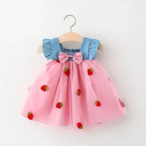 Charming Baby Girl Summer Dress with Bows and Flutter Sleeves (0-3 Years)