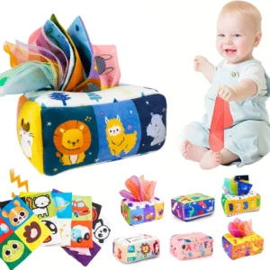 Montessori baby toy, educational learning activity, Magic tissue box