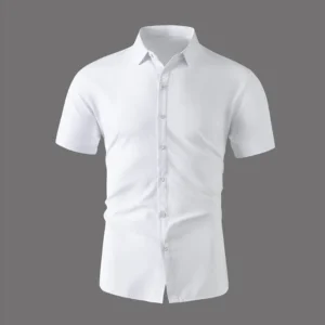 Men's Business Casual Solid Color Short Sleeved Shirt for Summer