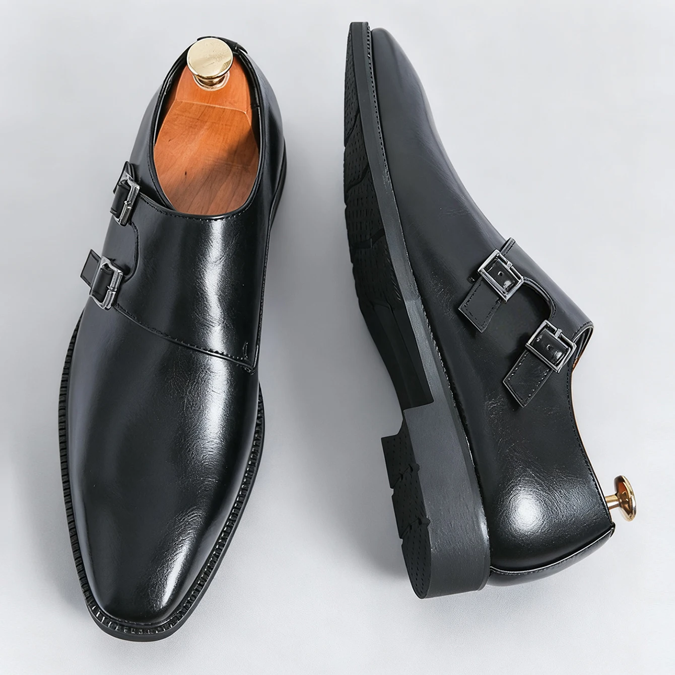 Elegant Men’s Leather Oxfords And Monk Shoes – Classic Pointed Toe Buckle Dress Shoes for Business & Wedding - Image 3